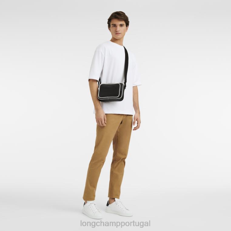 bolsas Preto branco H88N1124 bolsa para câmera le foulonne homens Longchamp