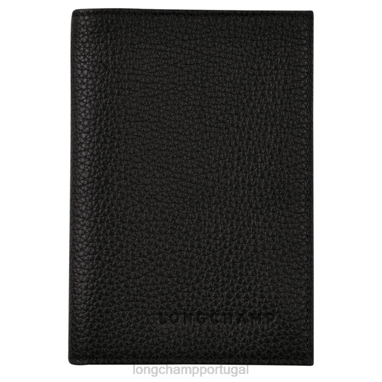 artigos de couro preto H88N724 capa para passaporte le foulonne homens Longchamp