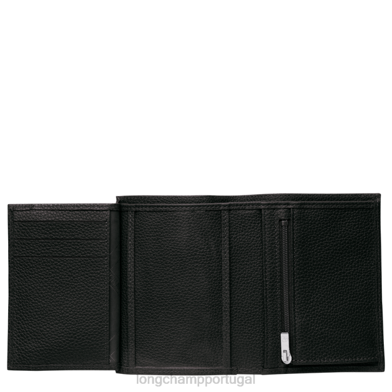 artigos de couro preto H88N630 carteira le foulonne homens Longchamp