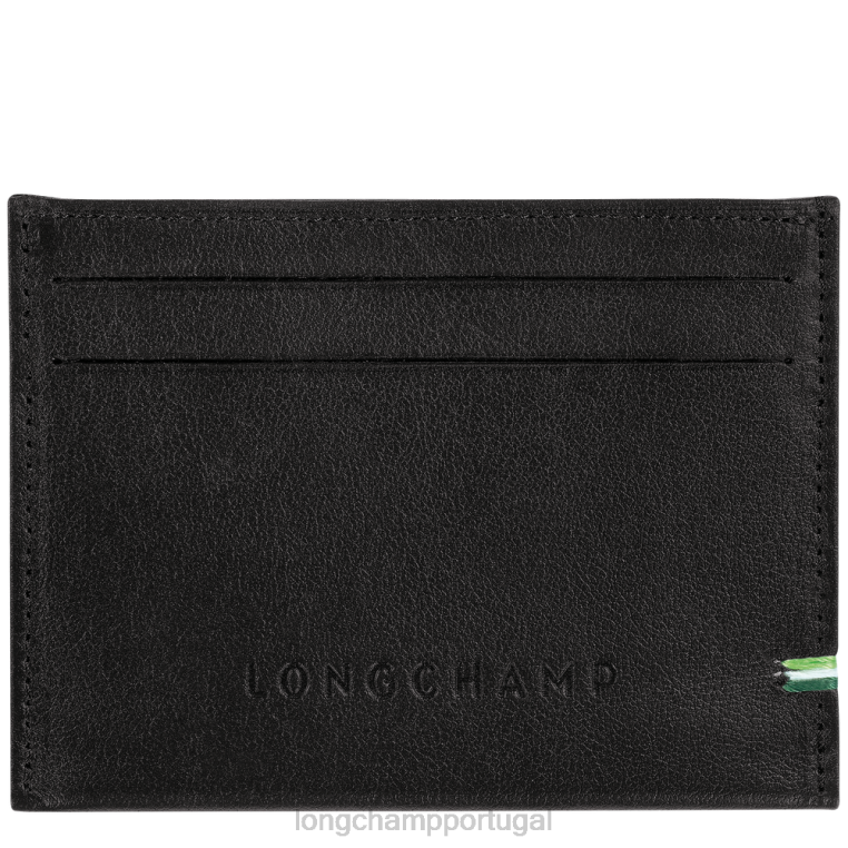 artigos de couro preto H88N1132 titular do cartão sur seine homens Longchamp