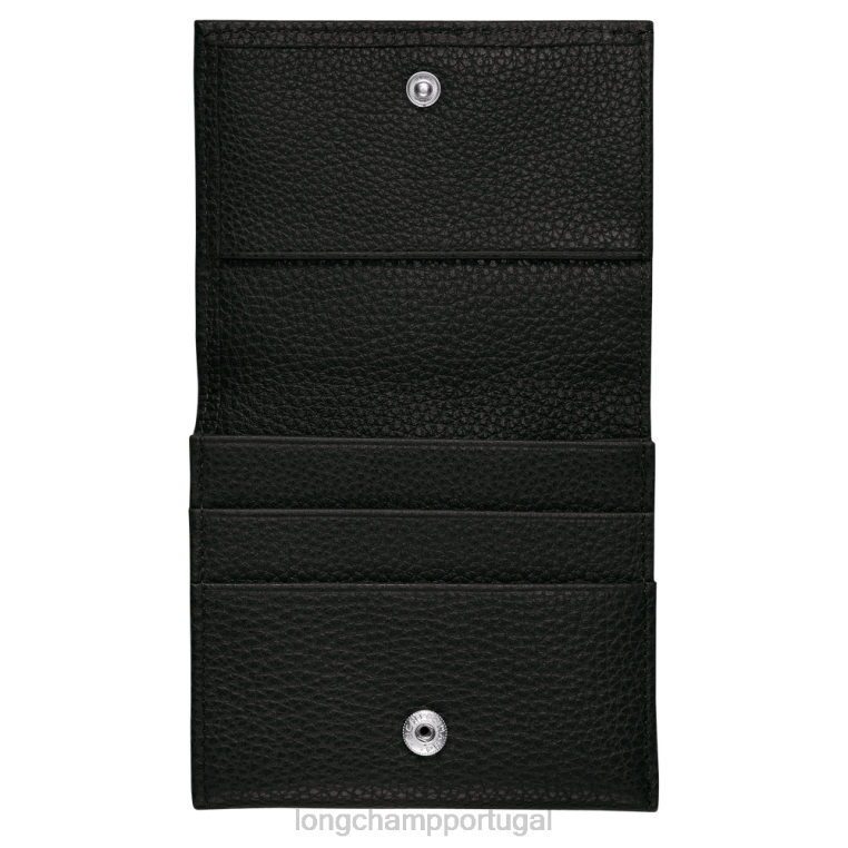 artigos de couro preto H88N542 porta-moedas le foulonne homens Longchamp