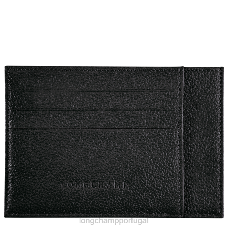 artigos de couro preto H88N650 titular do cartão le foulonne homens Longchamp