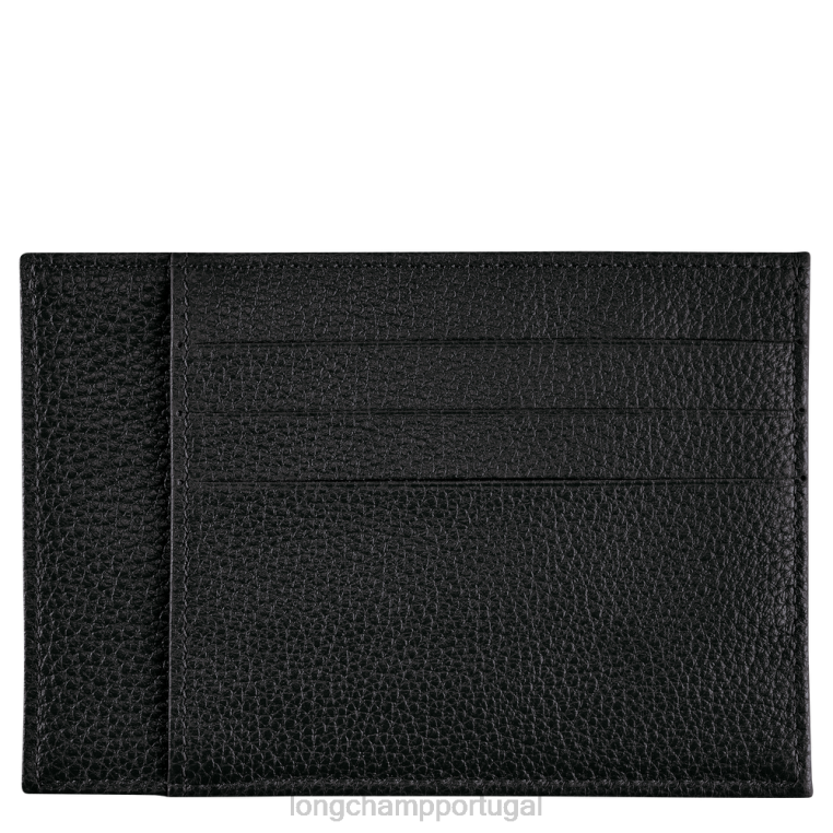 artigos de couro preto H88N650 titular do cartão le foulonne homens Longchamp