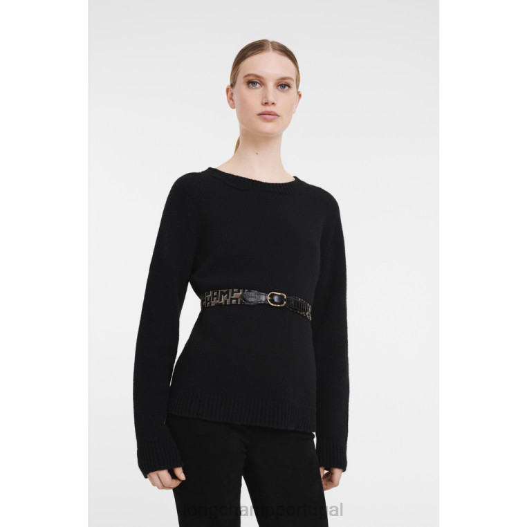 acessórios cinza/preto H88N931 Cinturão de 1980 mulheres Longchamp