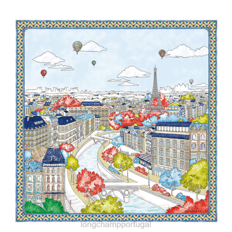 acessórios azul H88N1043 lenço de seda coleção primavera/verão 2023 90 mulheres Longchamp