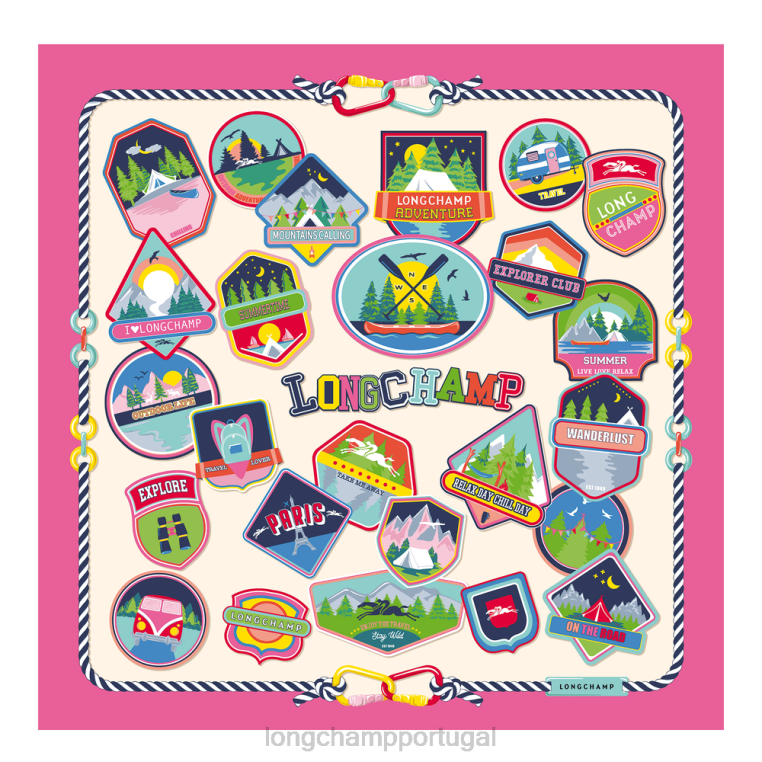 acessórios fúcsia H88N1057 lenço de seda coleção primavera/verão 2023 90 mulheres Longchamp