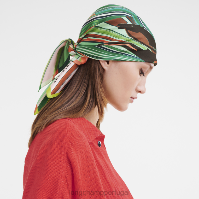 acessórios grama/luz verde H88N1038 lenço de seda coleção primavera/verão 2023 70 mulheres Longchamp