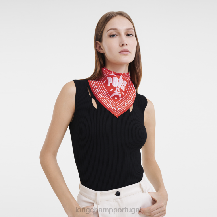 acessórios laranja H88N1016 lenço de seda coleção primavera/verão 2023 50 mulheres Longchamp