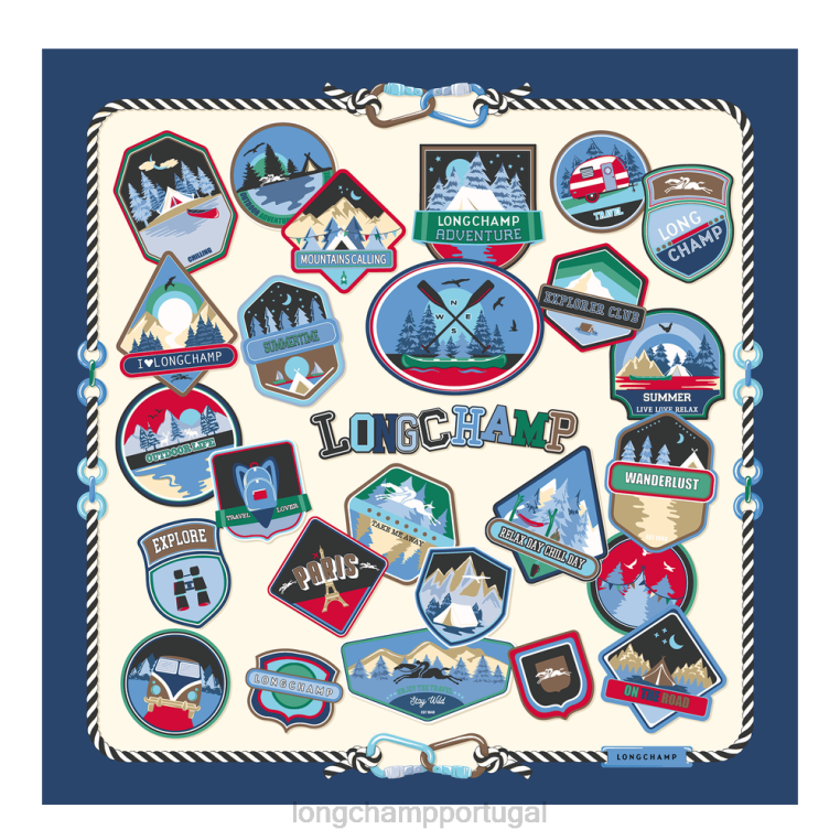 acessórios marinha H88N1056 lenço de seda coleção primavera/verão 2023 90 mulheres Longchamp