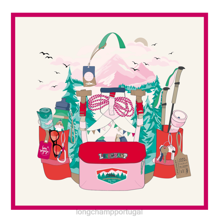 acessórios rosa H88N1034 lenço de seda coleção primavera/verão 2023 70 mulheres Longchamp