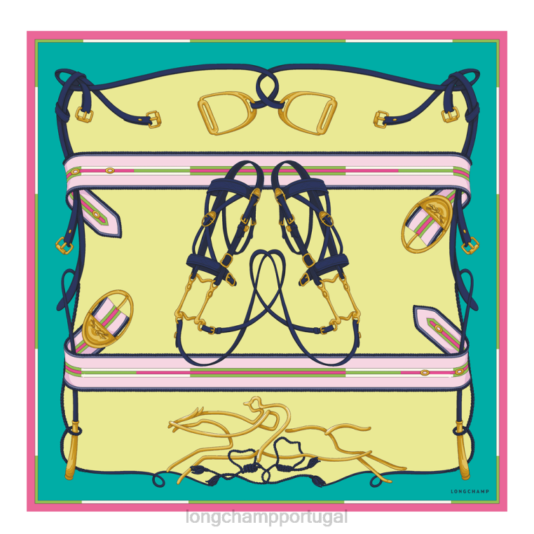 acessórios turquesa H88N1048 lenço de seda coleção primavera/verão 2023 90 mulheres Longchamp