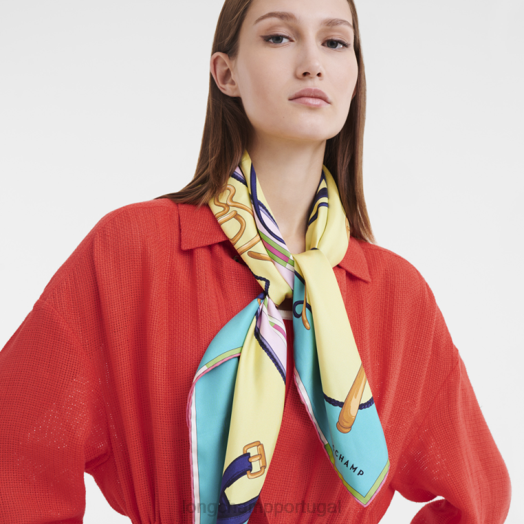 acessórios turquesa H88N1048 lenço de seda coleção primavera/verão 2023 90 mulheres Longchamp