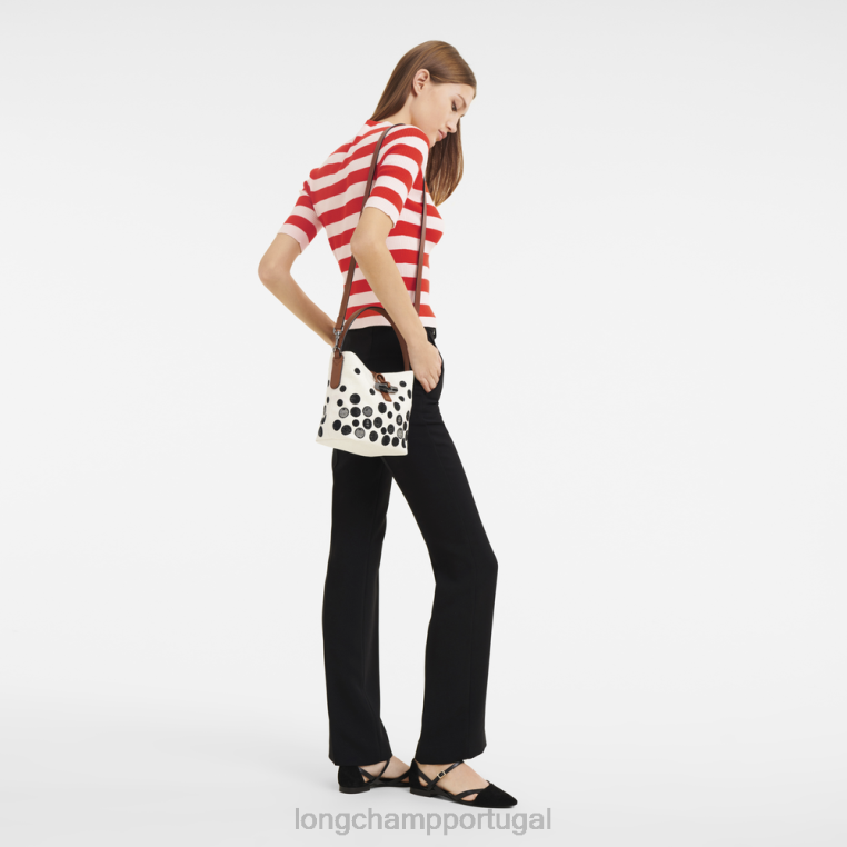 bolsas Preto branco H88N256 bolsa bucket essencial roseau mulheres Longchamp