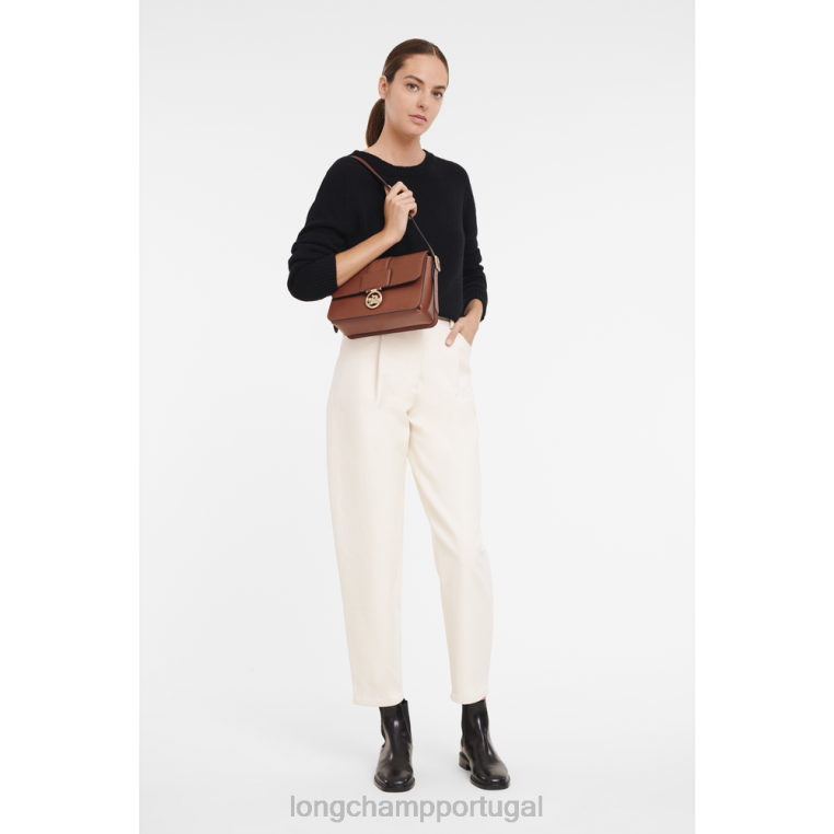 bolsas conhaque H88N233 bolsa crossbody box trot mulheres Longchamp