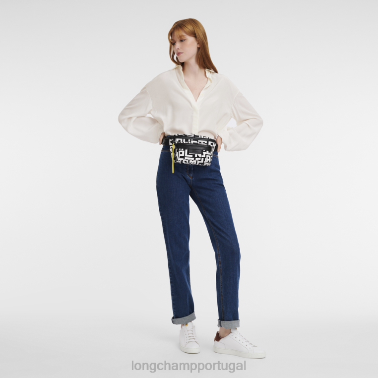 bolsas Preto branco H88N455 bolsa de cinto le pliage lgp mulheres Longchamp