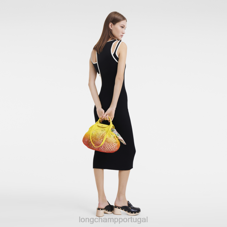 bolsas amarelo alaranjado H88N8 bolsa de malha de filé le pliage mulheres Longchamp