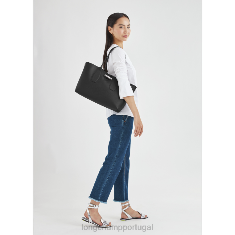 bolsas preto H88N368 bolsa roseau mulheres Longchamp