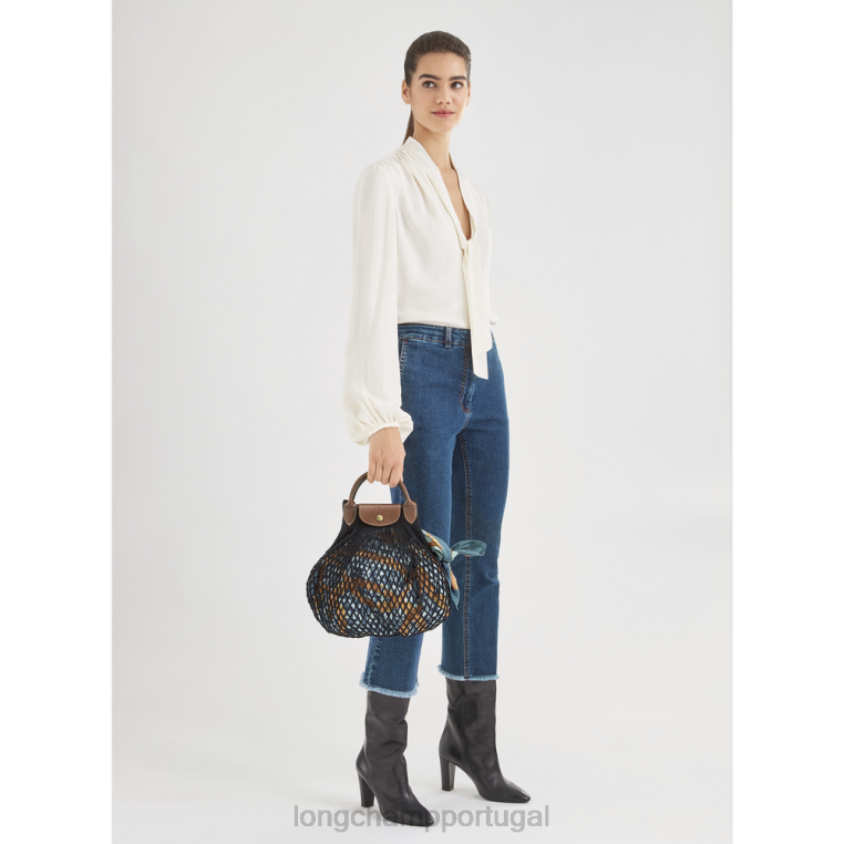 bolsas preto H88N65 bolsa de malha de filé le pliage mulheres Longchamp