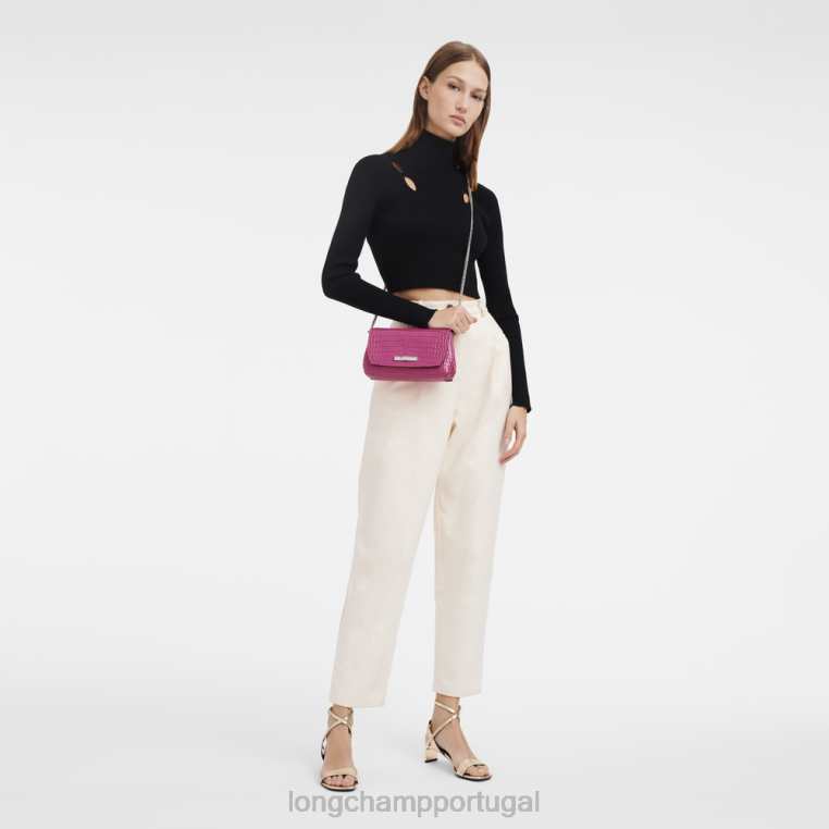 artigos de couro fúcsia H88N258 embreagem rosa mulheres Longchamp