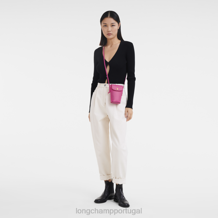 artigos de couro fúcsia H88N710 capa de telefone epure com renda de couro mulheres Longchamp