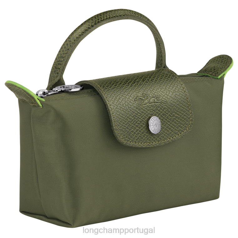 artigos de couro floresta H88N670 bolsa le pliage verde com alça mulheres Longchamp