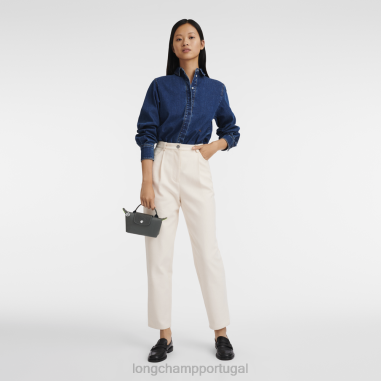 artigos de couro grafite H88N672 bolsa le pliage verde com alça mulheres Longchamp