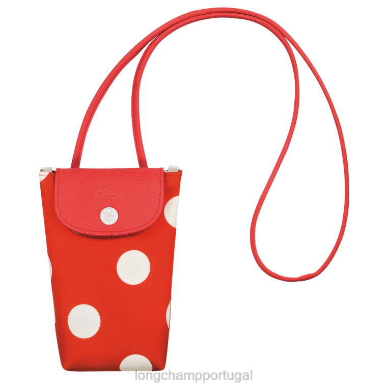 artigos de couro laranja H88N676 capa de telefone da coleção le pliage com renda de couro mulheres Longchamp