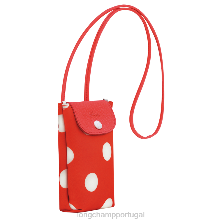 artigos de couro laranja H88N676 capa de telefone da coleção le pliage com renda de couro mulheres Longchamp