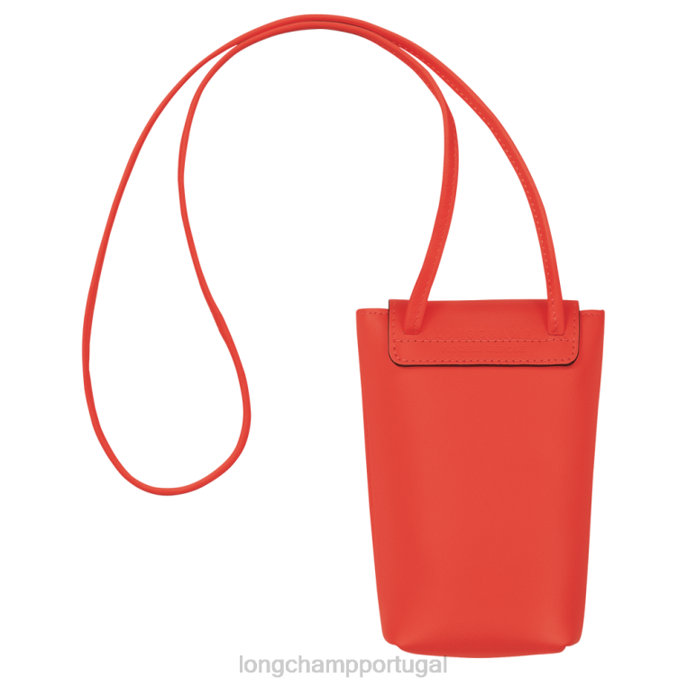 artigos de couro laranja H88N718 capa de telefone le pliage xtra com renda de couro mulheres Longchamp
