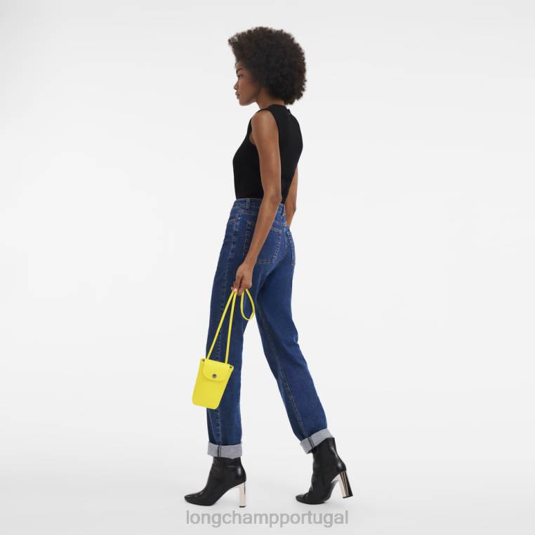 artigos de couro limão H88N719 capa de telefone le pliage xtra com renda de couro mulheres Longchamp