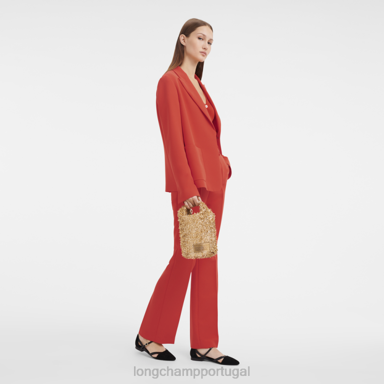 artigos de couro ouro H88N221 bolsa coletora le pliage mulheres Longchamp