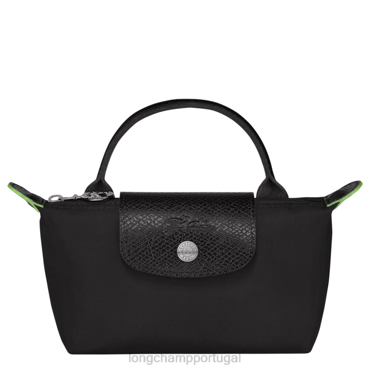 artigos de couro preto H88N669 bolsa le pliage verde com alça mulheres Longchamp