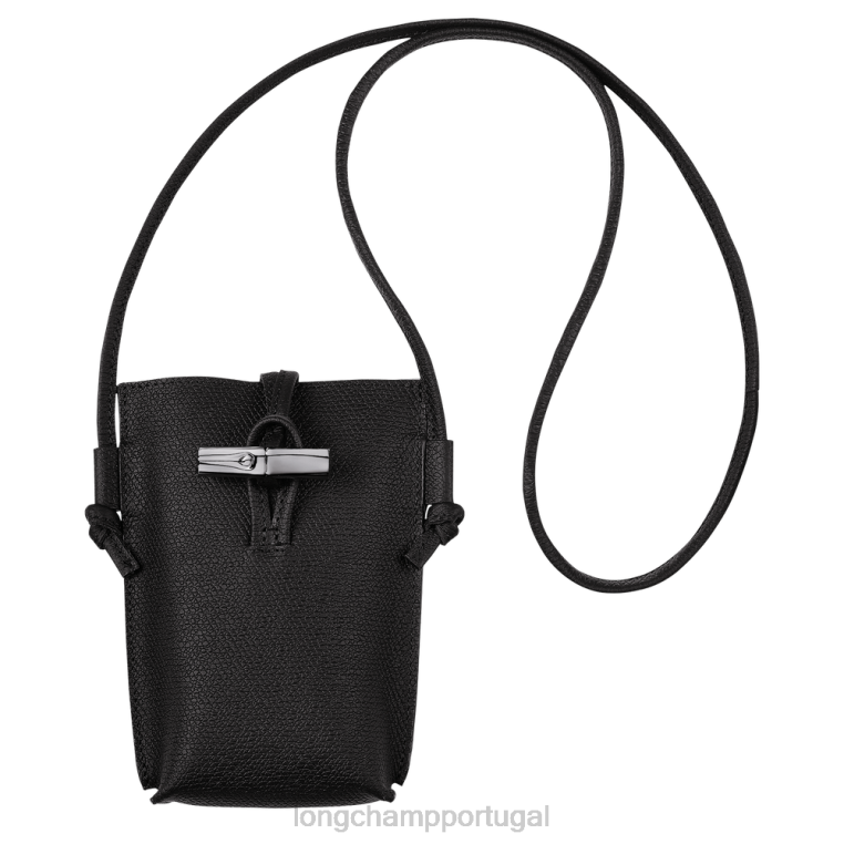artigos de couro preto H88N683 capa de telefone roseau com renda mulheres Longchamp