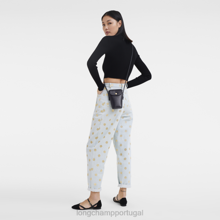 artigos de couro preto H88N706 capa de telefone epure com renda de couro mulheres Longchamp