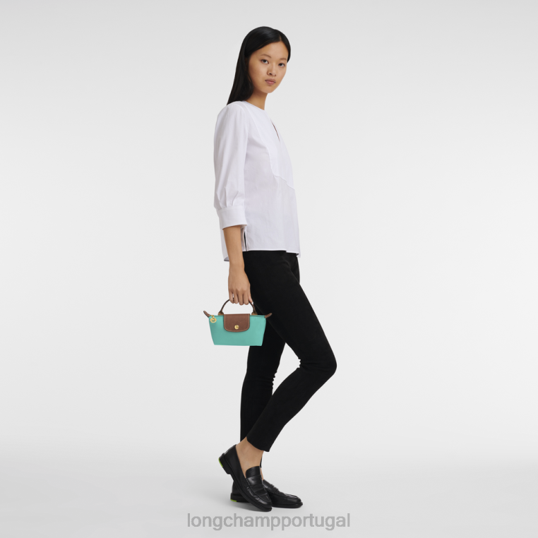 artigos de couro turquesa H88N666 le pliage bolsa original com alça mulheres Longchamp