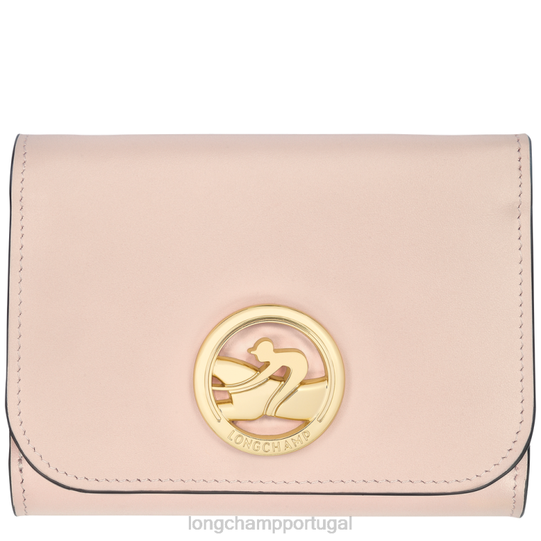 artigos de couro Rosa pálido H88N557 carteira box trot mulheres Longchamp