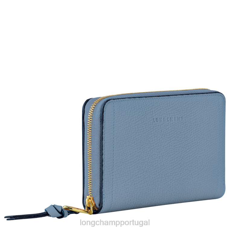 artigos de couro ardósia H88N616 carteira de caixa de correio mulheres Longchamp