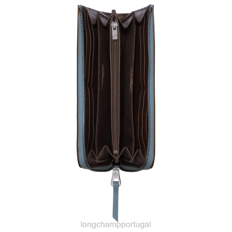 artigos de couro ardósia H88N622 Carteira 3D com zíper ao redor mulheres Longchamp