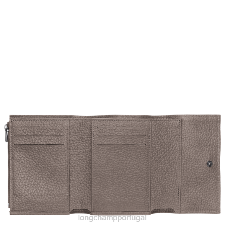 artigos de couro cinza H88N570 carteira compacta roseau essencial mulheres Longchamp