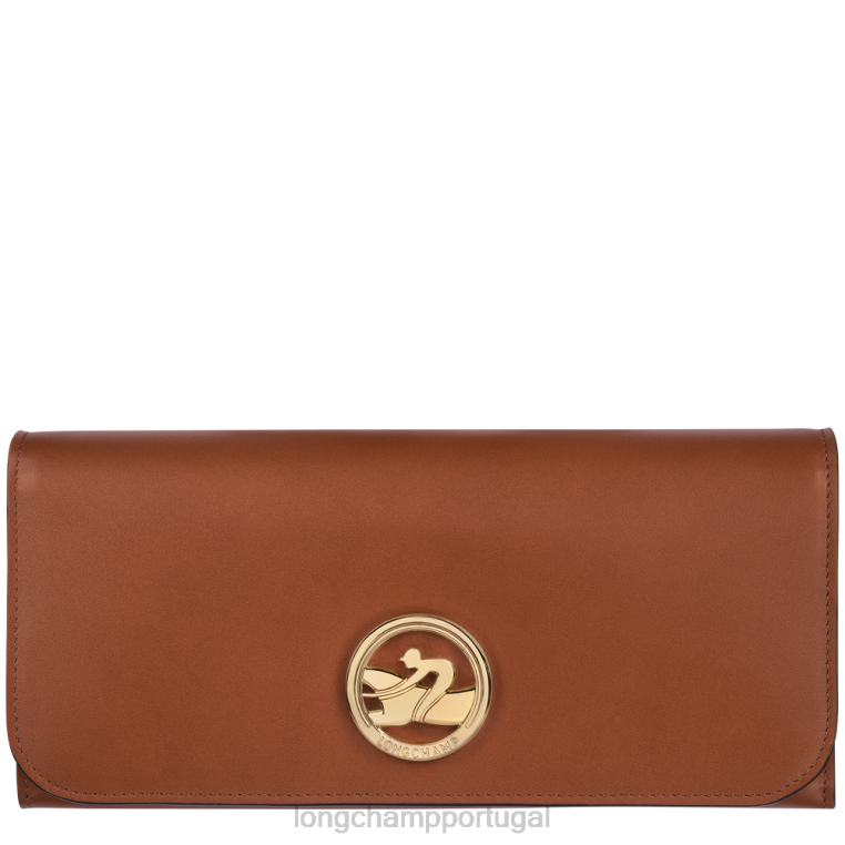artigos de couro conhaque H88N560 carteira continental box-trot mulheres Longchamp