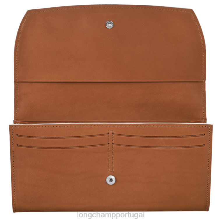 artigos de couro conhaque H88N594 carteira continental roseau mulheres Longchamp