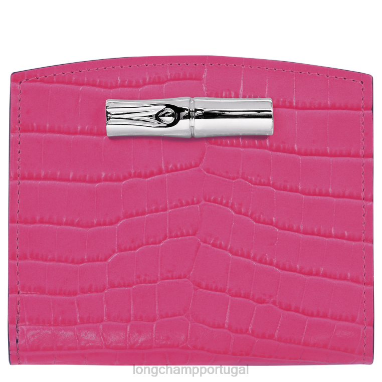 artigos de couro fúcsia H88N593 carteira rosa mulheres Longchamp