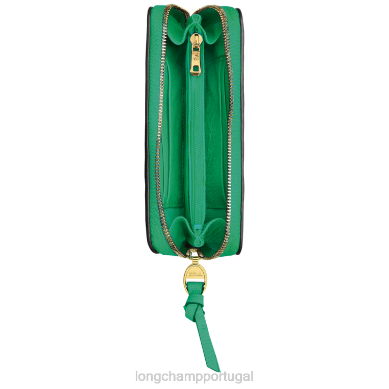artigos de couro grama/luz verde H88N617 carteira de caixa de correio mulheres Longchamp