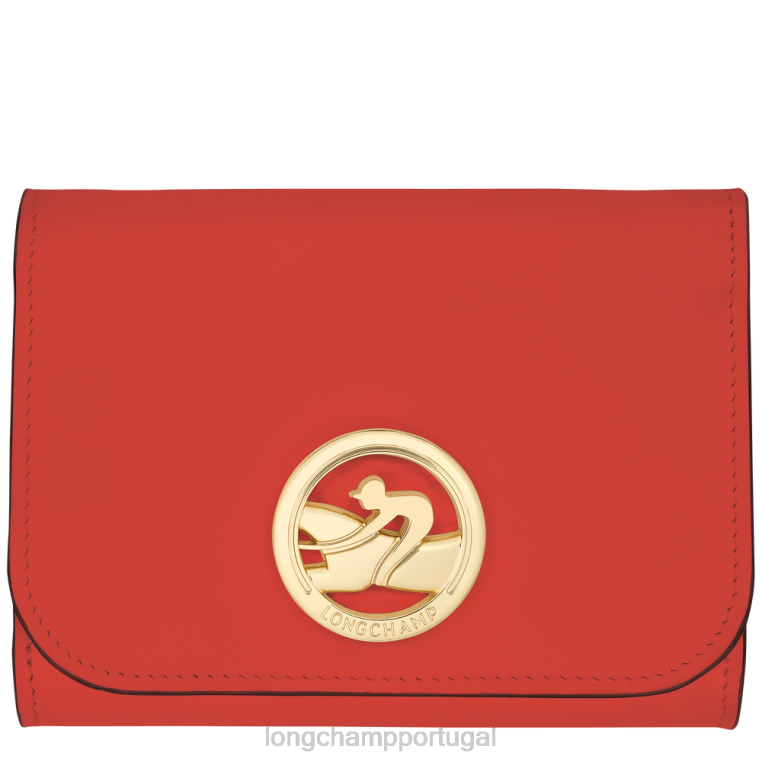 artigos de couro laranja H88N555 carteira box trot mulheres Longchamp