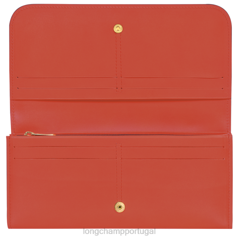 artigos de couro laranja H88N559 carteira continental box-trot mulheres Longchamp