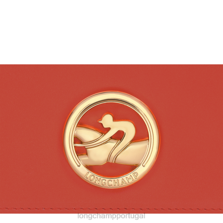 artigos de couro laranja H88N559 carteira continental box-trot mulheres Longchamp