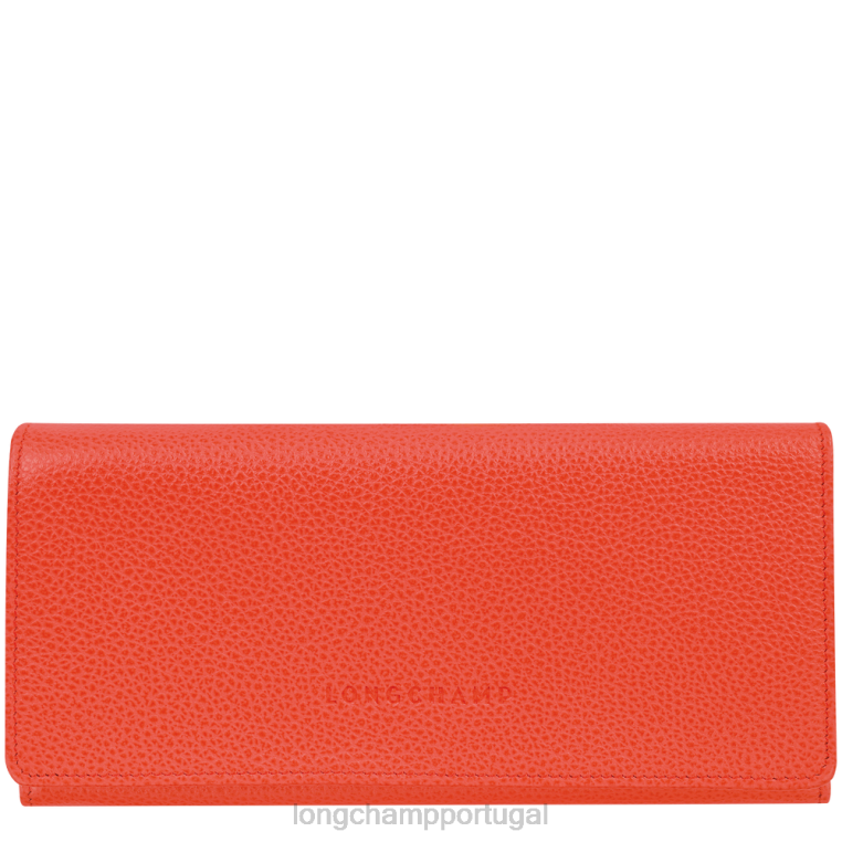 artigos de couro laranja H88N603 carteira continental le foulonne mulheres Longchamp