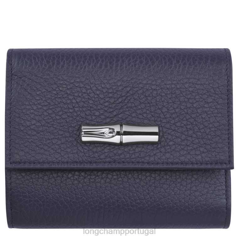 artigos de couro marinha H88N569 carteira compacta roseau essencial mulheres Longchamp
