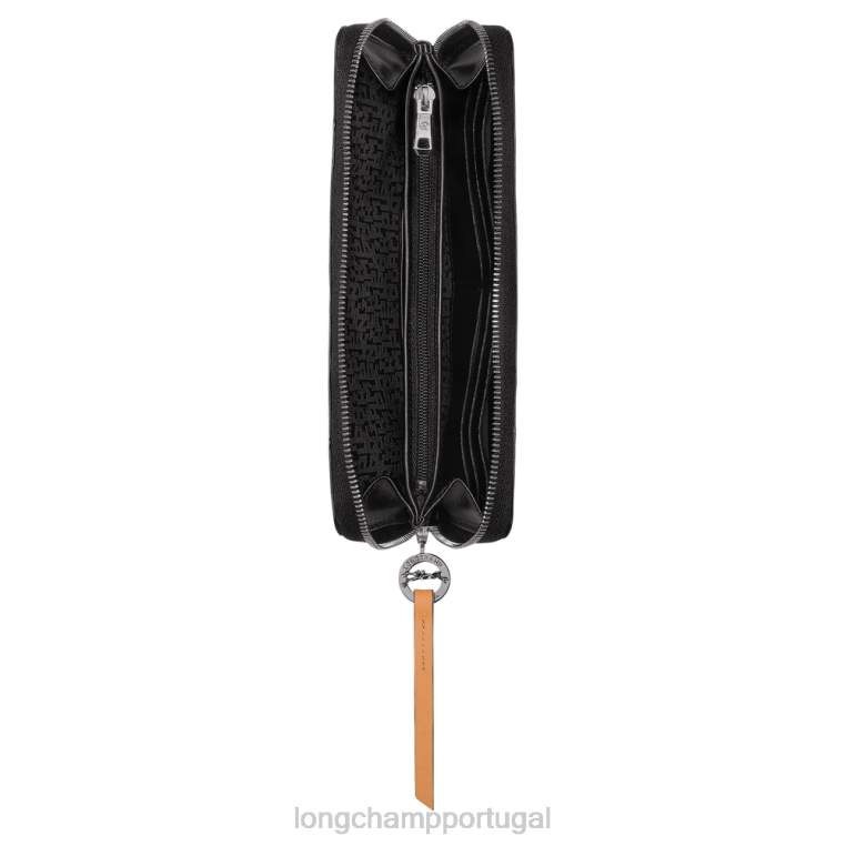artigos de couro preto H88N550 carteira le pliage city com zíper mulheres Longchamp