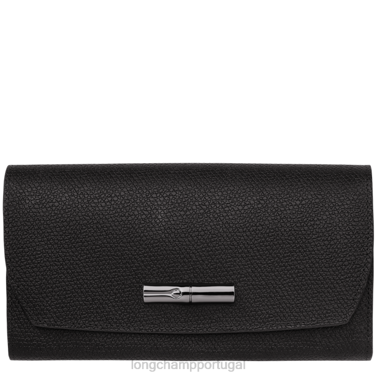 artigos de couro preto H88N587 carteira continental roseau mulheres Longchamp artigos de couro preto H88N587 carteira continental roseau mulheres Longchamp